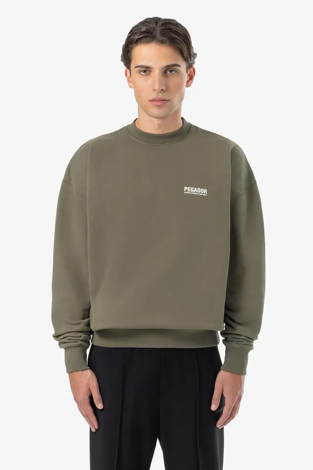 Men Pegador Sweaters Clinton Oversized Sweater Washed Faded Olive Men Pegador Sweaters Clinton Oversized Sweater Washed Faded Olive