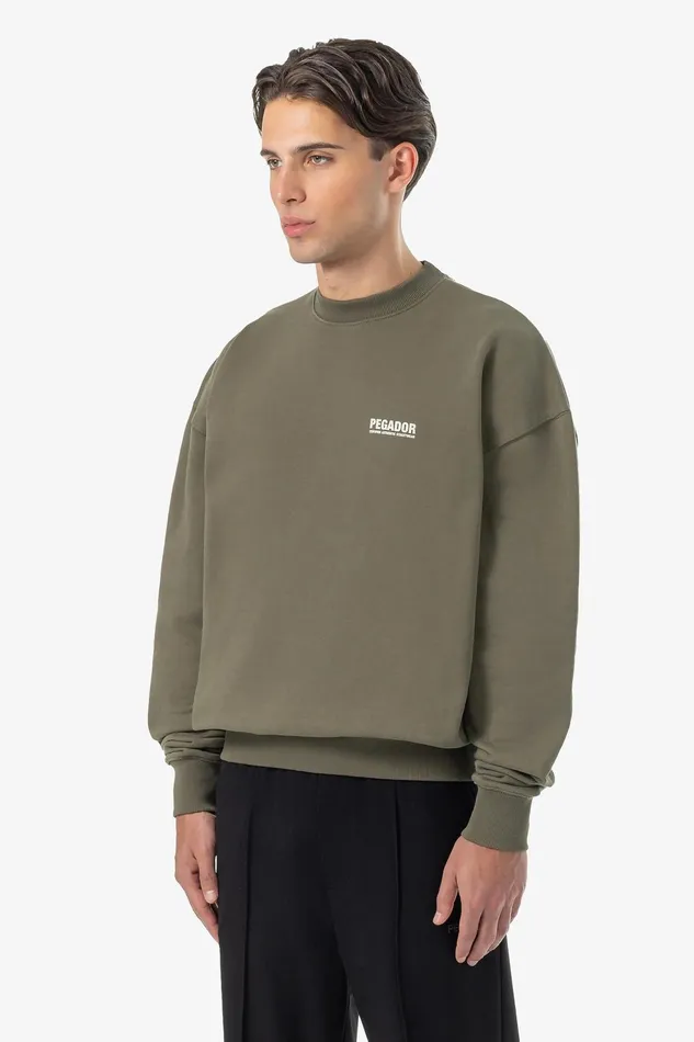 Men Pegador Sweaters Clinton Oversized Sweater Washed Faded Olive Men Pegador Sweaters Clinton Oversized Sweater Washed Faded Olive