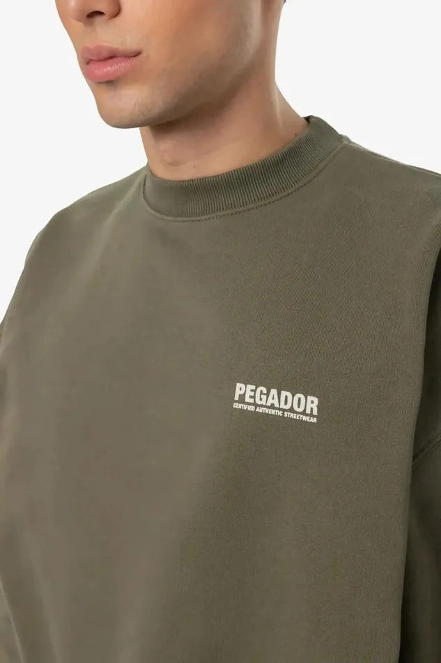 Men Pegador Sweaters Clinton Oversized Sweater Washed Faded Olive Men Pegador Sweaters Clinton Oversized Sweater Washed Faded Olive