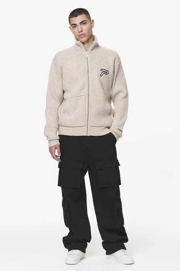 Men Pegador Sweaters Riggo Heavy Knit Jacket Dust Cream Men Pegador Sweaters Riggo Heavy Knit Jacket Dust Cream