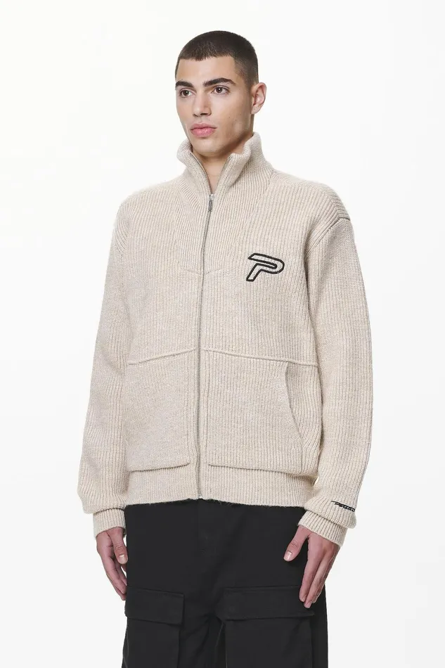 Men Pegador Sweaters Riggo Heavy Knit Jacket Dust Cream Men Pegador Sweaters Riggo Heavy Knit Jacket Dust Cream