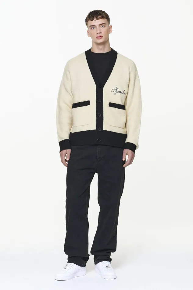 Men Pegador Sweaters Unio Knit Cardigan Onyx Black Kingdom Beige Men Pegador Sweaters Unio Knit Cardigan Onyx Black Kingdom Beige