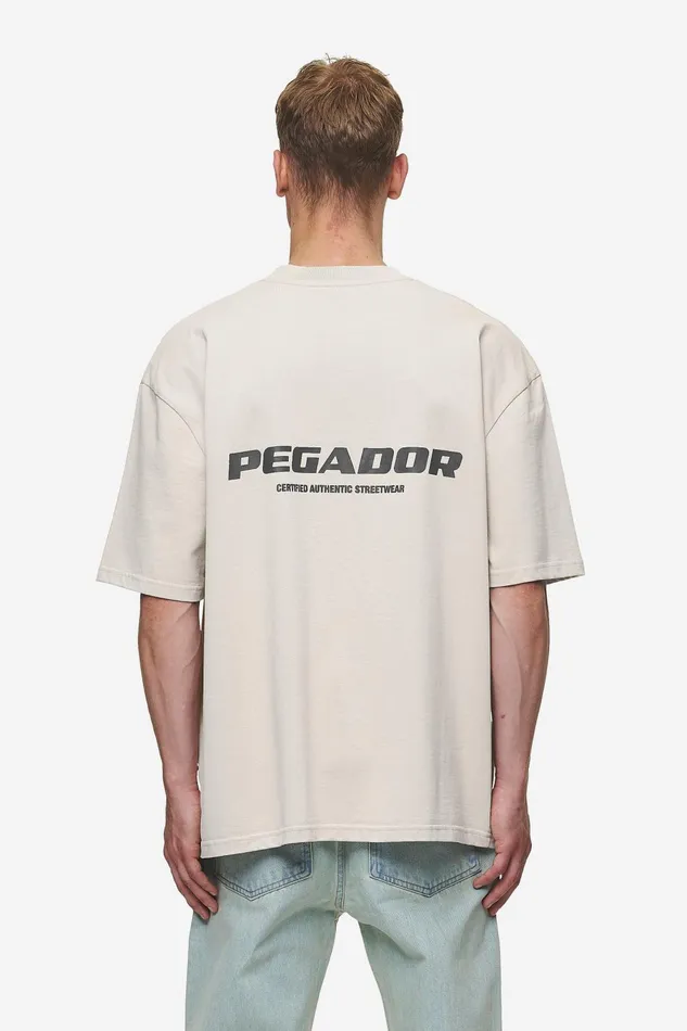 Men Pegador Tees Colne Logo Oversized Tee Washed Light Beige Anthracite
