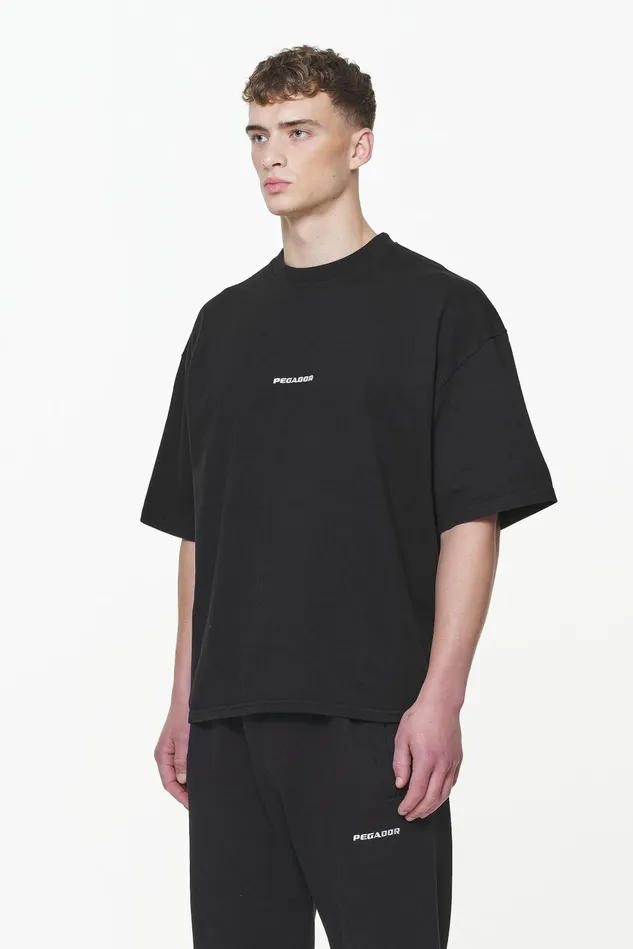 Men Pegador Tees Logo Boxy Tee Vintage Washed Onyx Black Men Pegador Tees Logo Boxy Tee Vintage Washed Onyx Black