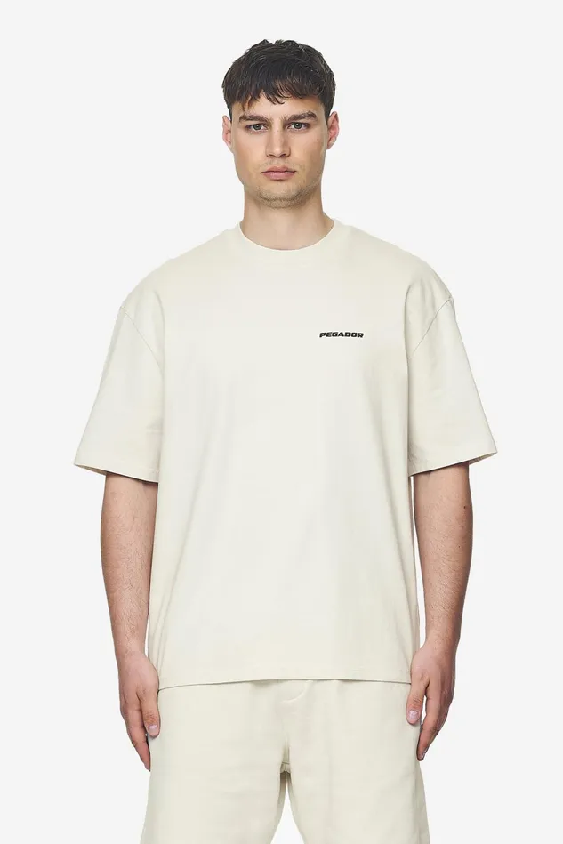 Men Pegador Tees Logo Oversized Tee Washed Salty Cream Black Gum