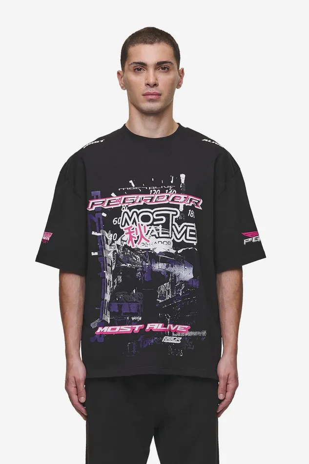 Men Pegador Tees Saxon Oversized Tee Washed Black