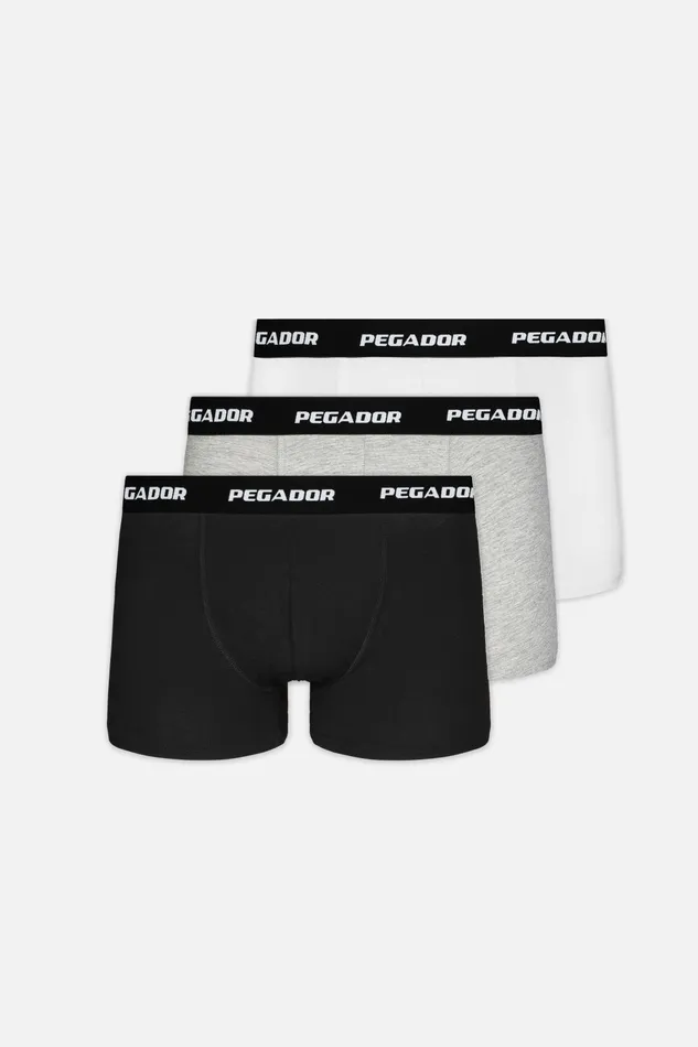 Men Pegador Underwear Tantun Boxershorts 3 Pack Black Grey Melange White