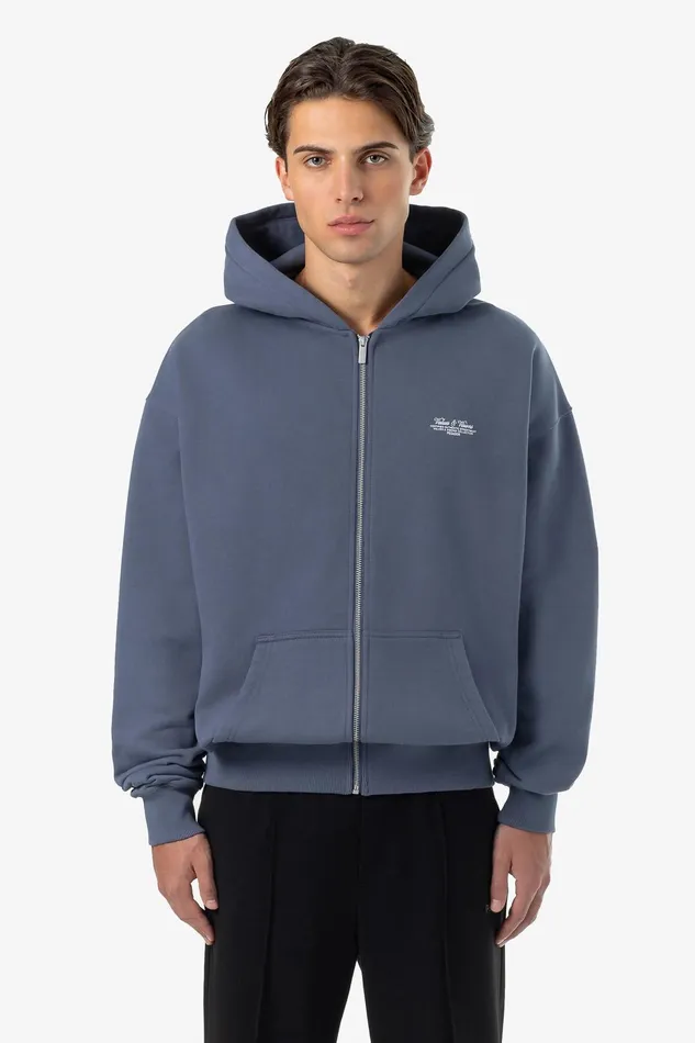 Men Pegador Zip Hoodies Bronson Oversized Sweat Jacket Washed Shadow Blue Men Pegador Zip Hoodies Bronson Oversized Sweat Jacket Washed Shadow Blue