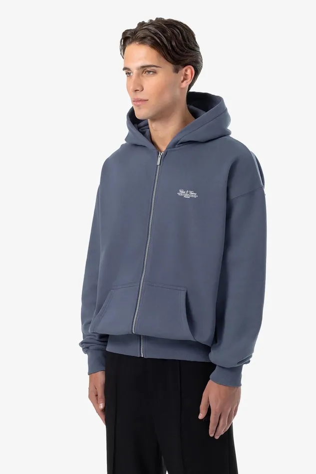 Men Pegador Zip Hoodies Bronson Oversized Sweat Jacket Washed Shadow Blue Men Pegador Zip Hoodies Bronson Oversized Sweat Jacket Washed Shadow Blue