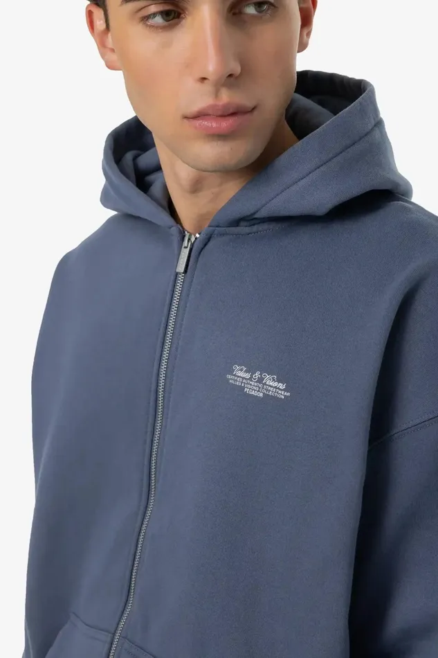 Men Pegador Zip Hoodies Bronson Oversized Sweat Jacket Washed Shadow Blue Men Pegador Zip Hoodies Bronson Oversized Sweat Jacket Washed Shadow Blue