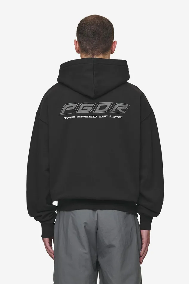 Men Pegador Zip Hoodies Charles Oversized Sweat Jacket Washed Black