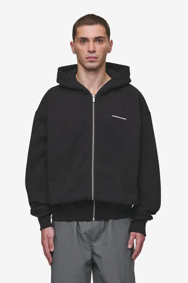 Men Pegador Zip Hoodies Charles Oversized Sweat Jacket Washed Black Men Pegador Zip Hoodies Charles Oversized Sweat Jacket Washed Black