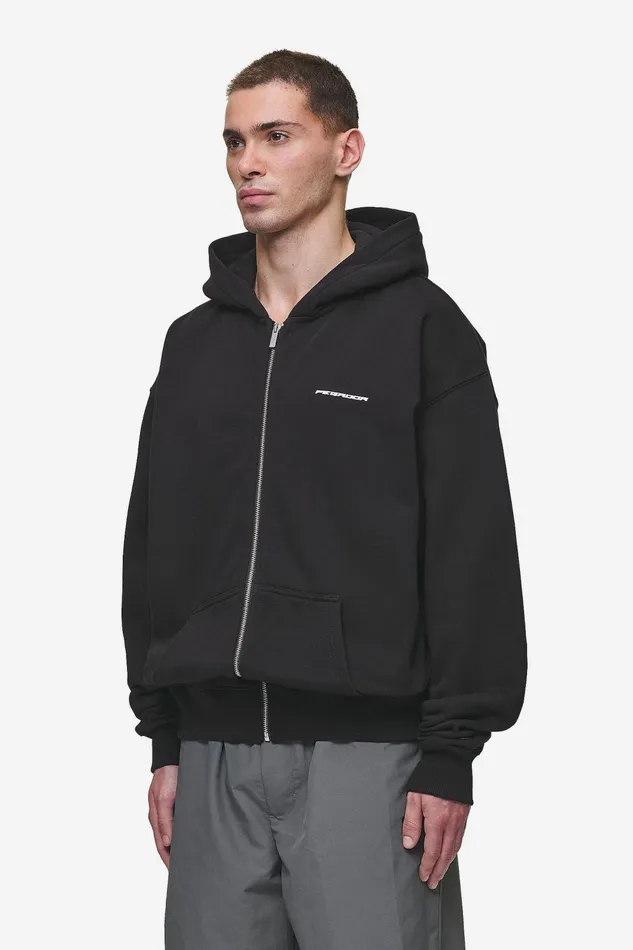 Men Pegador Zip Hoodies Charles Oversized Sweat Jacket Washed Black Men Pegador Zip Hoodies Charles Oversized Sweat Jacket Washed Black