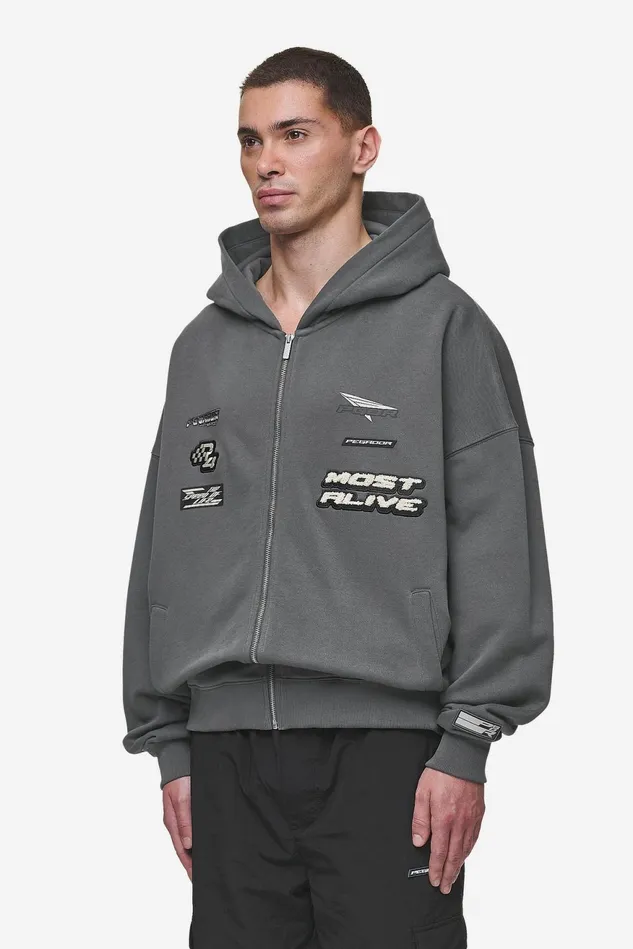 Men Pegador Zip Hoodies Hogan Boxy Sweat Jacket Washed Anthracite Men Pegador Zip Hoodies Hogan Boxy Sweat Jacket Washed Anthracite
