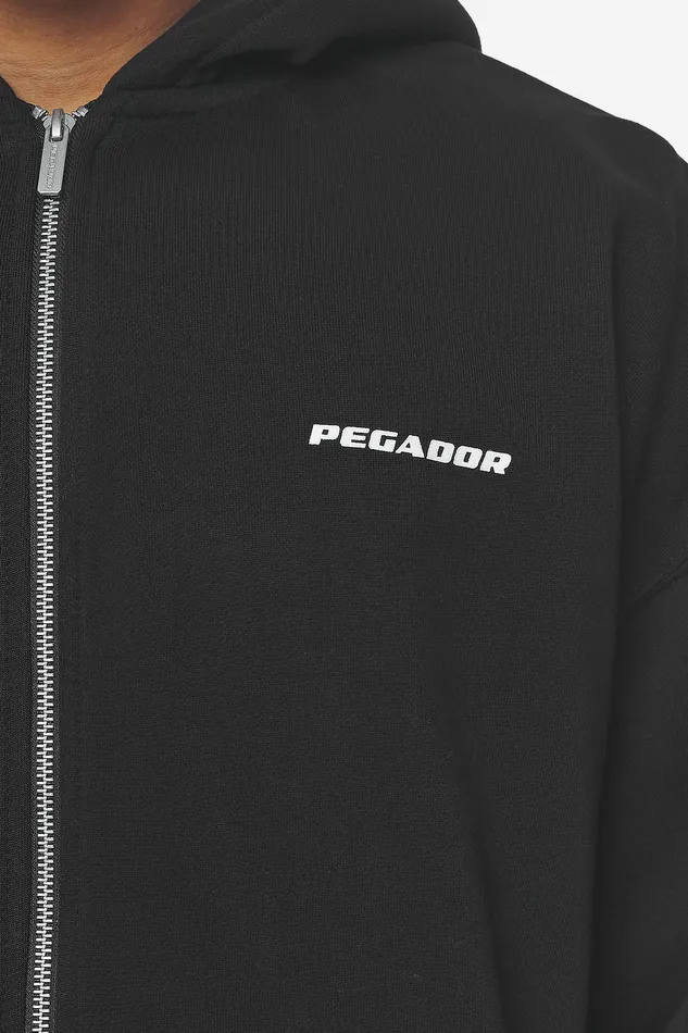 Men Pegador Zip Hoodies Logo Oversized Sweat Jacket Washed Black White Gum Men Pegador Zip Hoodies Logo Oversized Sweat Jacket Washed Black White Gum
