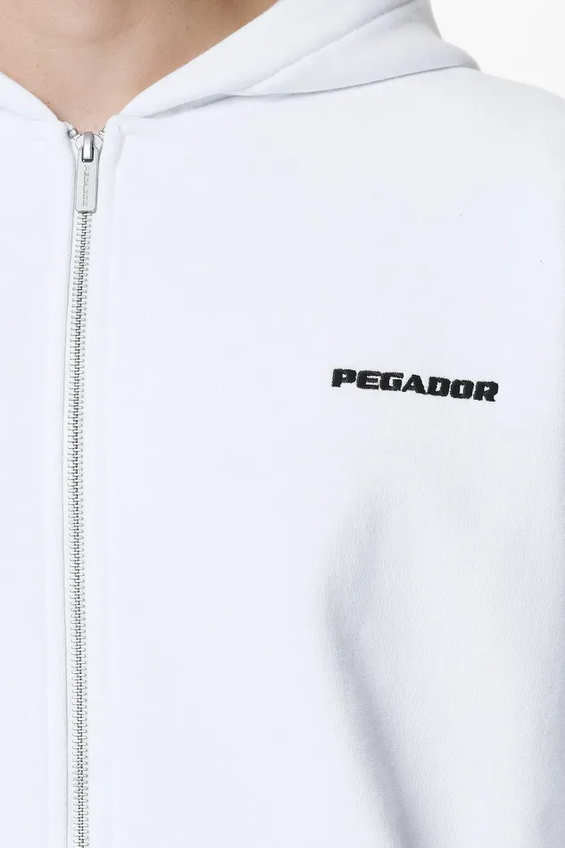 Men Pegador Zip Hoodies Logo Oversized Sweat Jacket White Men Pegador Zip Hoodies Logo Oversized Sweat Jacket White