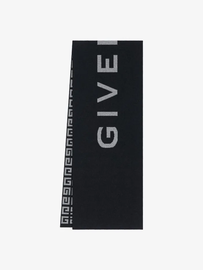 Men Scarves and Ties Givenchy GIVENCHY 4G Double Sided Scarf In Wool And Cashmere Black