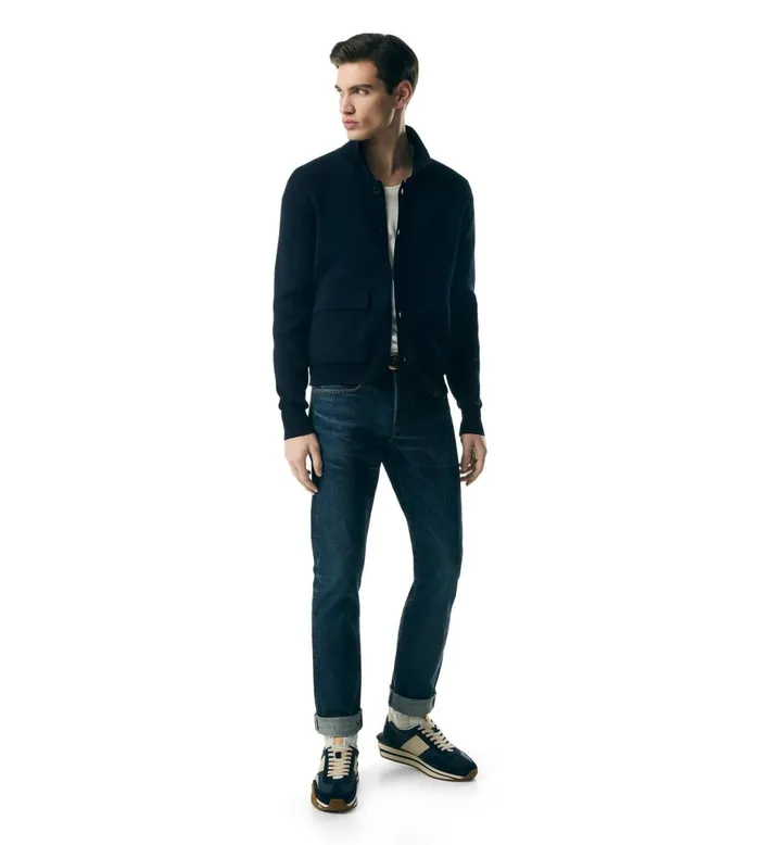 Men Shirts Tom Ford Merino Silk Knitted Chore Shirt Indigo Men Shirts Tom Ford Merino Silk Knitted Chore Shirt Indigo