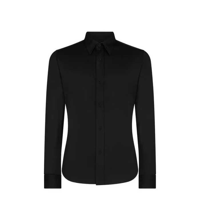 Men Shirts Tom Ford Pure Silk Shine Jersey Shirt Black
