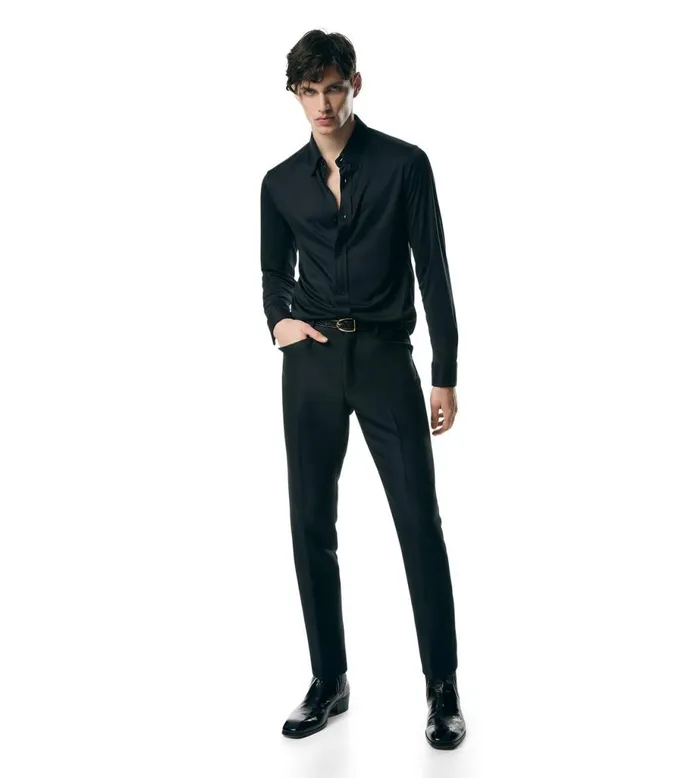 Men Shirts Tom Ford Pure Silk Shine Jersey Shirt Black Men Shirts Tom Ford Pure Silk Shine Jersey Shirt Black