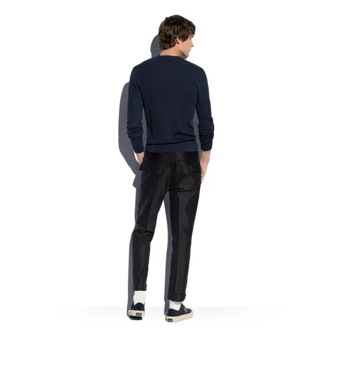 Men Shirts Tom Ford Silk Cotton Rib Henley Dark Blue Men Shirts Tom Ford Silk Cotton Rib Henley Dark Blue