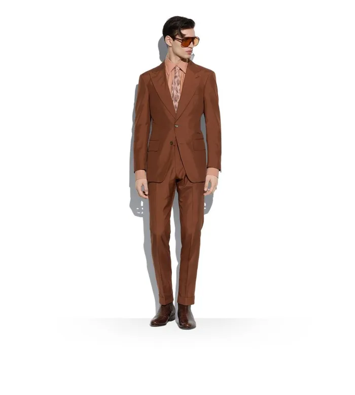 Men Shirts Tom Ford Viscose Silk Toile Slim Fit Shirt Nude Men Shirts Tom Ford Viscose Silk Toile Slim Fit Shirt Nude
