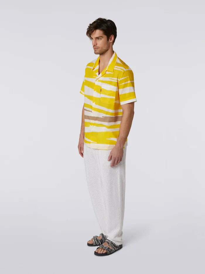 Men ShortSleeved Cotton Bowling Shirt Multicoloured Missoni Shirts