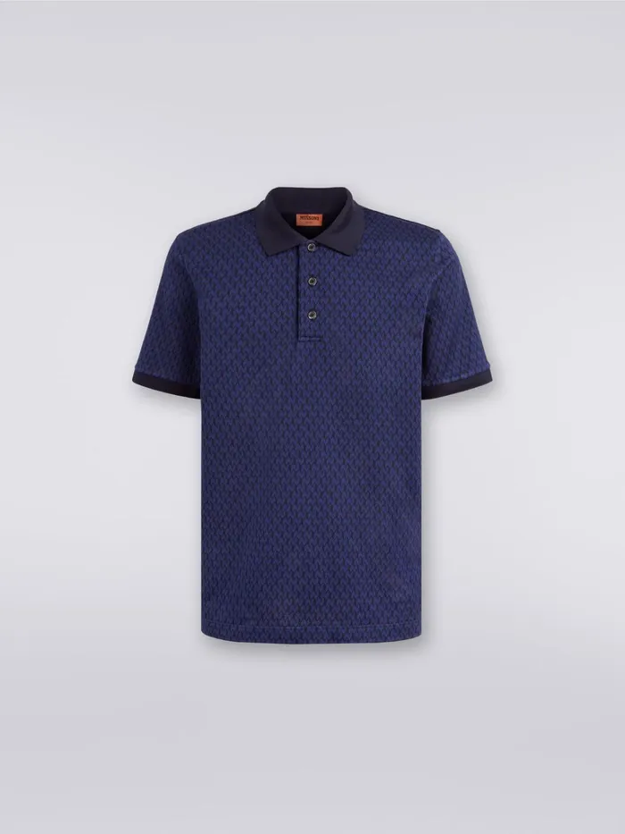 Men ShortSleeved Cotton Polo Shirt Blue Missoni Polos and Tshirts
