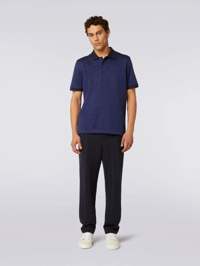 Men ShortSleeved Cotton Polo Shirt Blue Missoni Polos and Tshirts Men ShortSleeved Cotton Polo Shirt Blue Missoni Polos and Tshirts