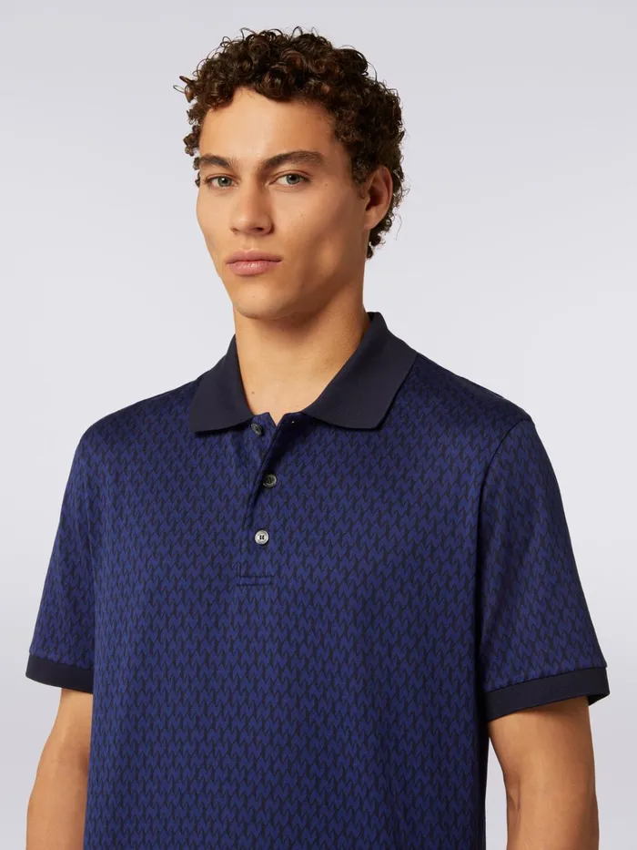 Men ShortSleeved Cotton Polo Shirt Blue Missoni Polos and Tshirts Men ShortSleeved Cotton Polo Shirt Blue Missoni Polos and Tshirts