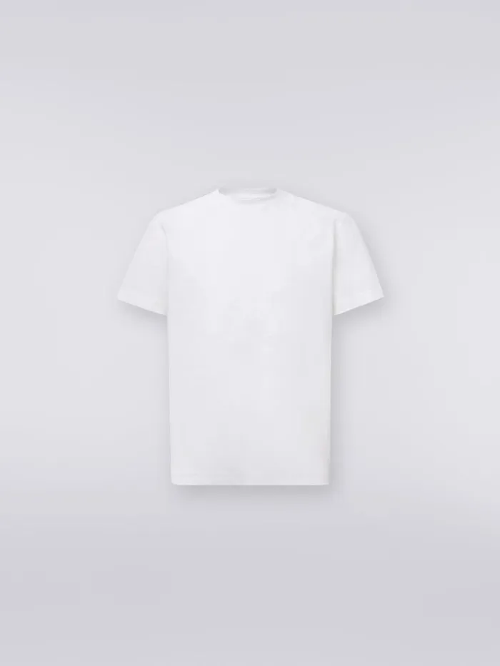 Men ShortSleeved TShirt In Zigzag Cotton White Missoni Polos and Tshirts