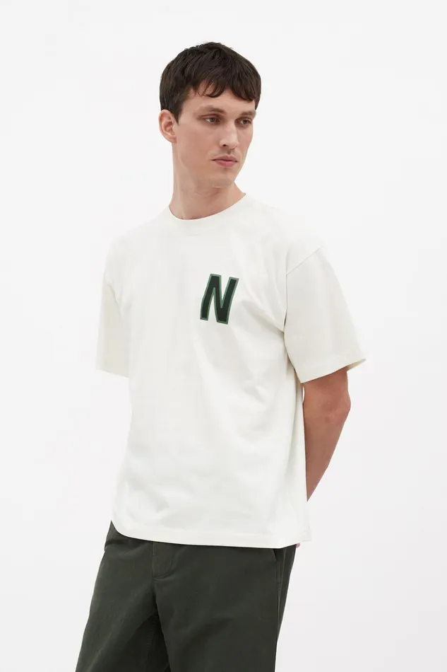 Men Simon Loose Organic Heavy Jersey Large N TShirt Ecru Norse Projects TShirts