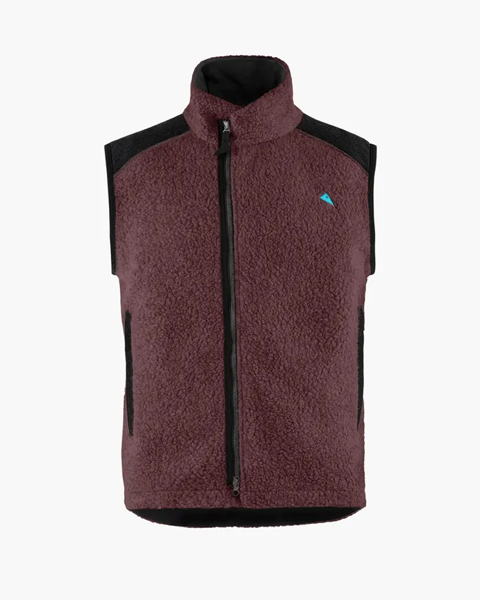 Men Skoll Durable Wool Vest Amaranth Red Klttermusen Fleeces and Sweaters