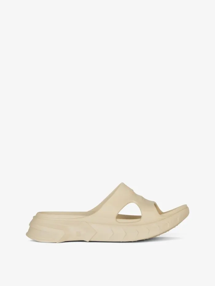 Men Slides and Sandals Givenchy Marshmallow Flat Sandals In Rubber Beige