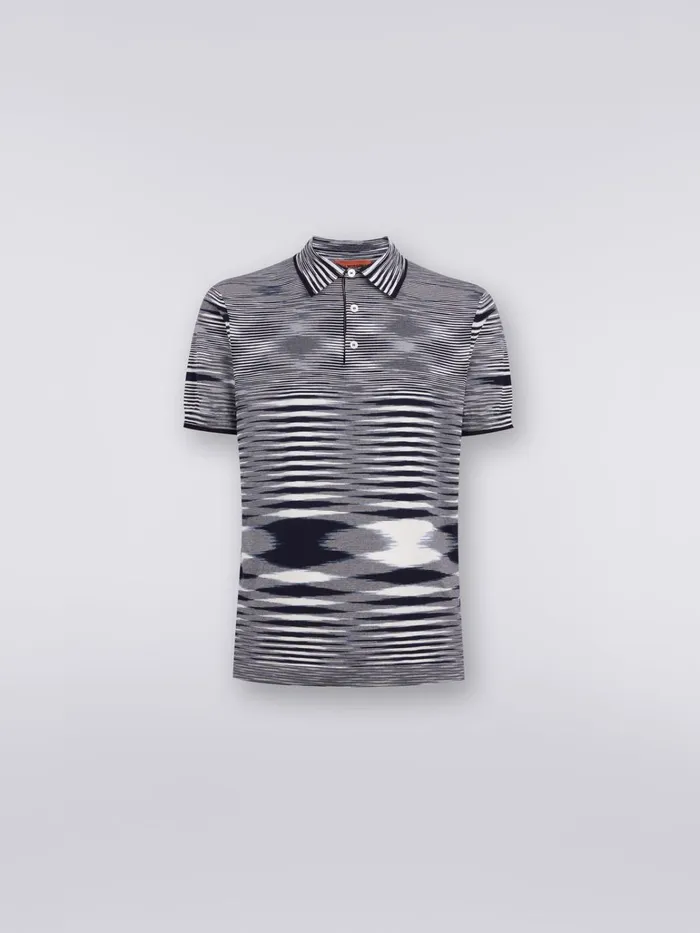 Men Slub Cotton Polo Shirt Multicoloured Missoni Polos and Tshirts