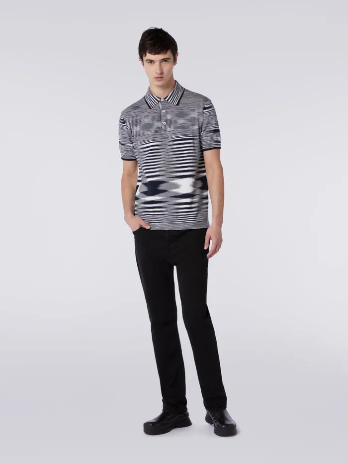 Men Slub Cotton Polo Shirt Multicoloured Missoni Polos and Tshirts