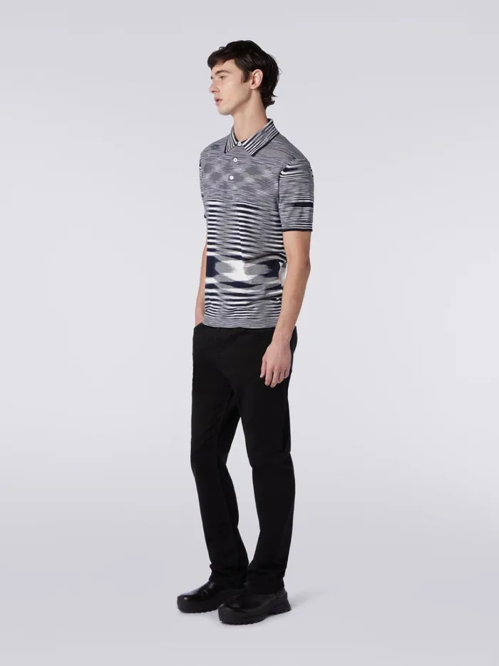 Men Slub Cotton Polo Shirt Multicoloured Missoni Polos and Tshirts