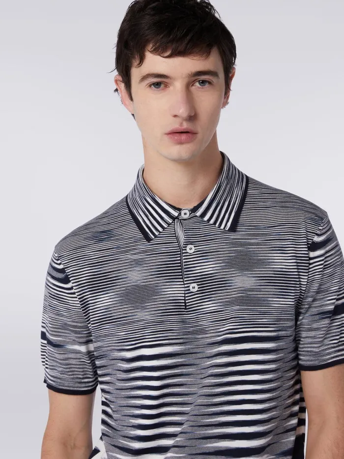 Men Slub Cotton Polo Shirt Multicoloured Missoni Polos and Tshirts