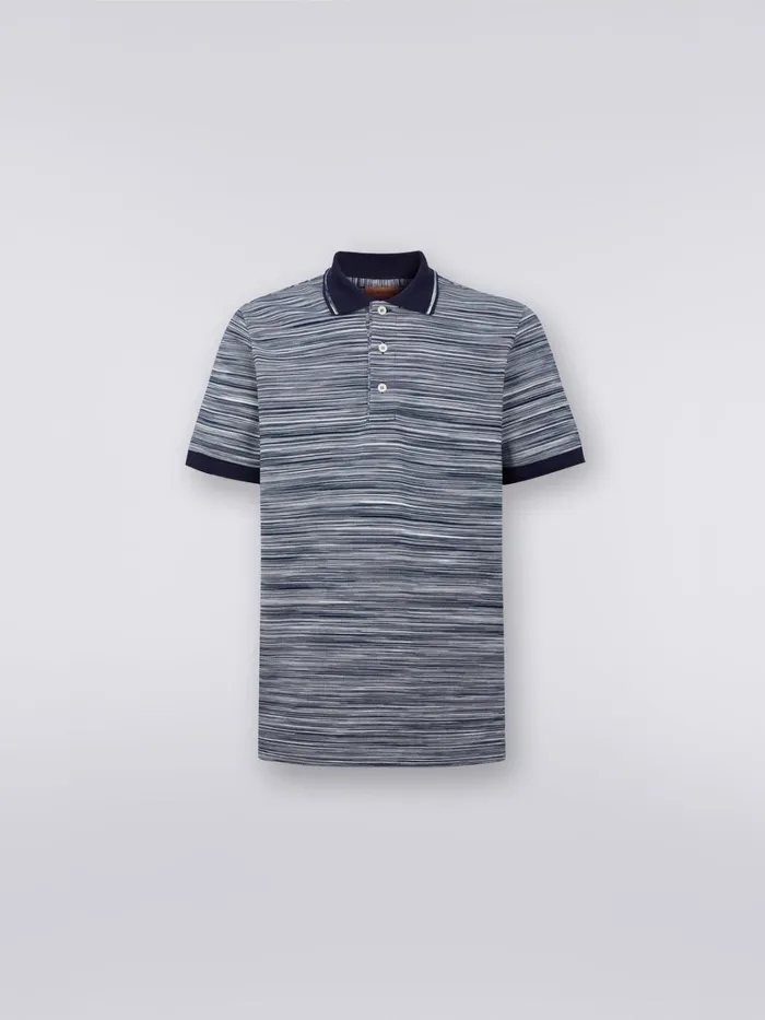 Men Slub Cotton Polo Shirt With Plain Details White and Navy Blue Missoni Polos and Tshirts Men Slub Cotton Polo Shirt With Plain Details White and Navy Blue Missoni Polos and Tshirts
