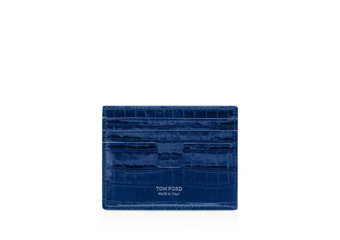 Men Small Leather Goods Tom Ford Glossy Printed Croc Cardholder