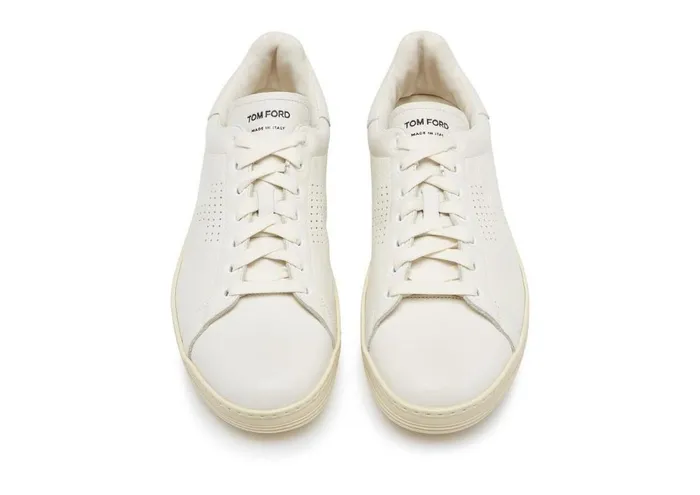 Men Sneakers Tom Ford Warwick Grained Leather Sneaker White Men Sneakers Tom Ford Warwick Grained Leather Sneaker White
