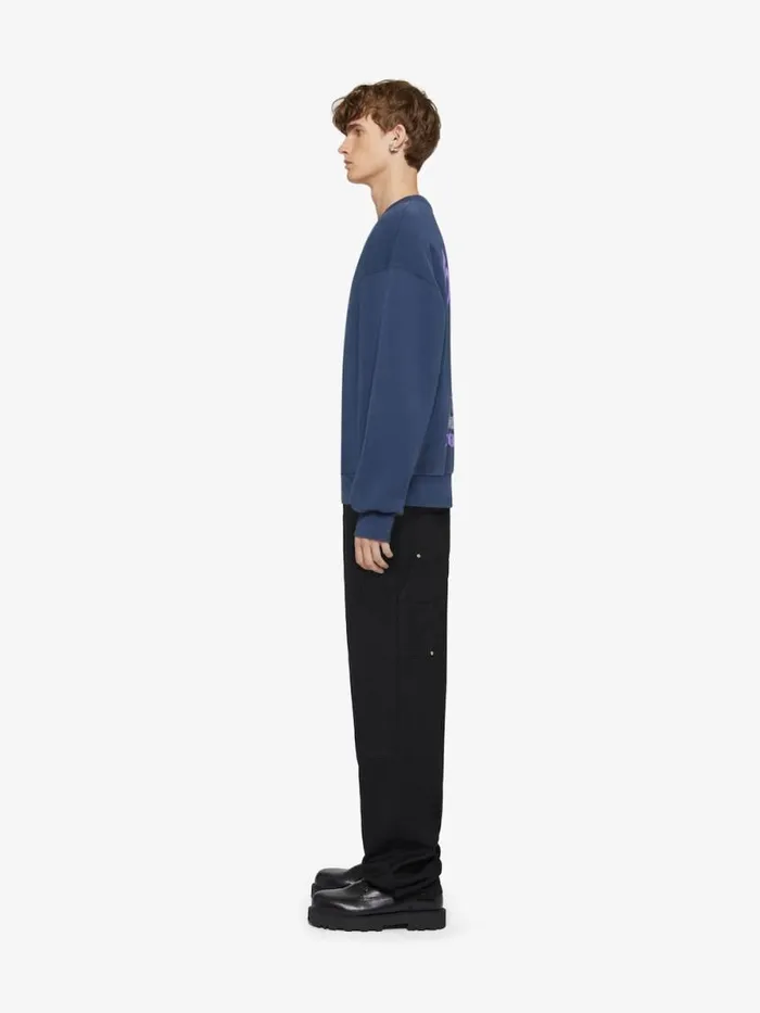 Men Sweatshirts and Hoodies Givenchy Boxy Fit Sweatshirt In Fleece With Reflective Artwork Deep Blue Men Sweatshirts and Hoodies Givenchy Boxy Fit Sweatshirt In Fleece With Reflective Artwork Deep Blue