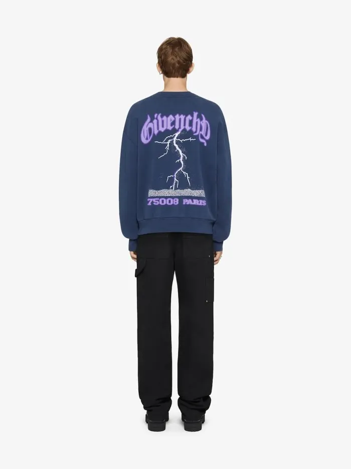 Men Sweatshirts and Hoodies Givenchy Boxy Fit Sweatshirt In Fleece With Reflective Artwork Deep Blue Men Sweatshirts and Hoodies Givenchy Boxy Fit Sweatshirt In Fleece With Reflective Artwork Deep Blue