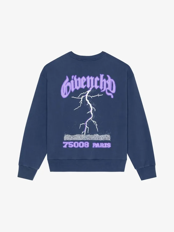 Men Sweatshirts and Hoodies Givenchy Boxy Fit Sweatshirt In Fleece With Reflective Artwork Deep Blue Men Sweatshirts and Hoodies Givenchy Boxy Fit Sweatshirt In Fleece With Reflective Artwork Deep Blue