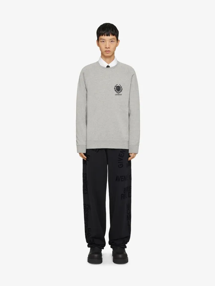 Men Sweatshirts and Hoodies Givenchy GIVENCHY Crest Slim Fit Sweatshirt In Fleece Light Grey Melange