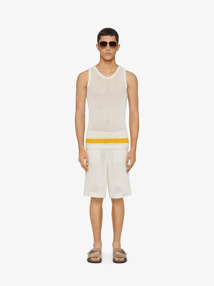 Men TShirts Givenchy Bermuda Shorts In Crochet Ivory