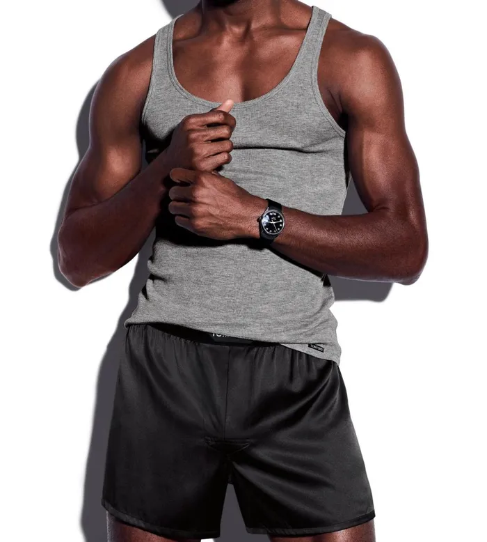 Men TSHIRTS Tom Ford Cotton Modal Rib Tank Grey