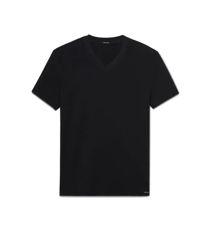 Men TSHIRTS Tom Ford Cotton VNeck TShirt Black