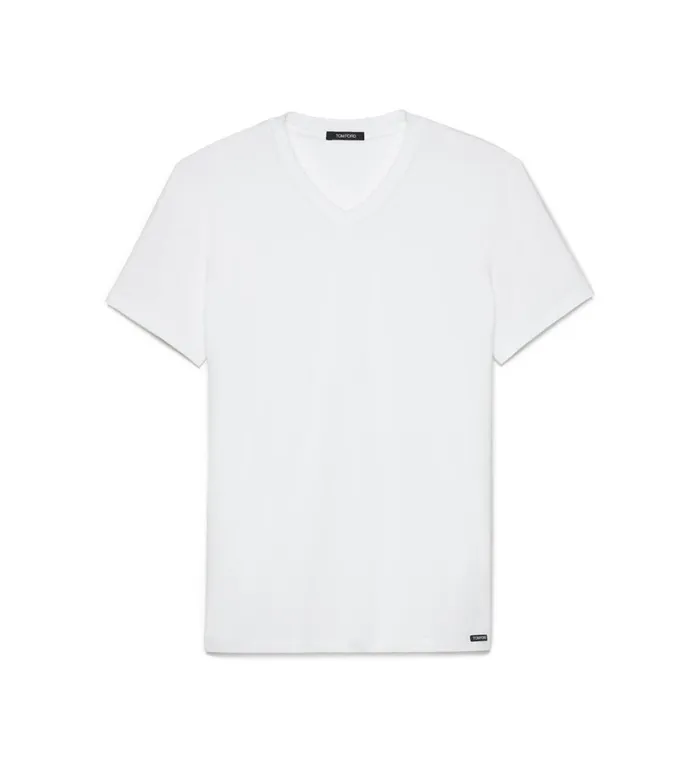 Men TSHIRTS Tom Ford Cotton VNeck TShirt White