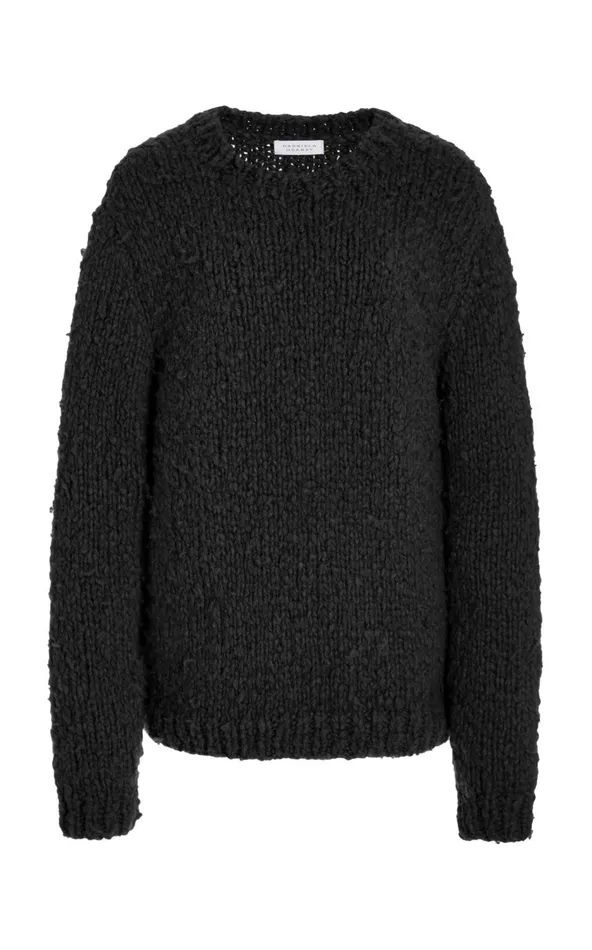 Men Tops Gabriela Hearst Lawrence Knit Sweater In Black Welfat Cashmere